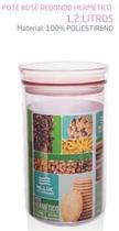Pote rose hermético redondo de 1,2litros em acrílico empilháeis nilluc Pote rose hermético redondo de 1,2litros em acrílico empilháeis nilluc
