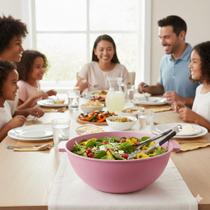 Pote Saladeira Plástico Hermético Rosa 3L FREE BPA com Tampa