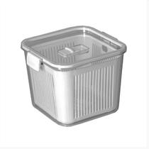 Pote Slim Multiuso Hermético Quadrado Com Cesto 2030ml Cor Cinza Pote Slim Multiuso Hermético Quadrado Com Cesto 2030ml Cor Cinza