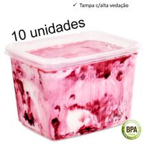 Pote sorvete 2 litros transparente 10 unidades c/ tampa alta vedação BP Potes