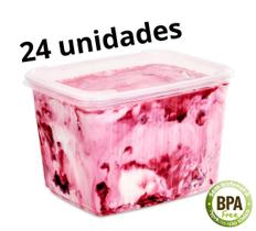 Pote sorvete 2 litros transparente 24 unidades c/ tampa alta vedação BP Potes Pote sorvete 2 litros transparente 24 unidades c/ tampa alta vedação BP Potes