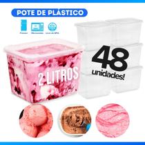 Pote Sorvete 2 Litros Transparente 48 Un c/ Tampa