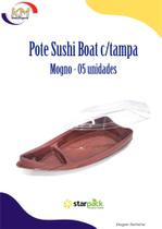 Pote Sushi Boat Mogno c/tampa 05 unidades - Starpack - comida asiática, delivery (9427)