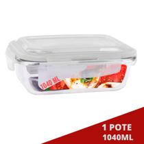 Pote Tampa Hermetic Retangular Vidro Marmita 1040ml Multiuso - Pra casa Pote Tampa Hermetic Retangular Vidro Marmita 1040ml Multiuso - Pra casa