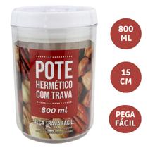 Pote Tampa Hermética Circular 800ml Trava Fácil Em Plástico