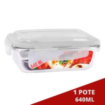 Pote Tampa Hermetico Retangular Vidro Marmita 640ml Multiuso