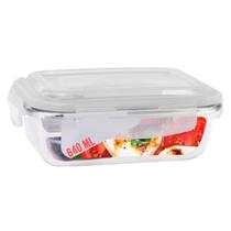Pote Tampa Hermetico Retangular Vidro Marmita 640ml Multiuso