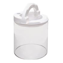 Pote Tampa Plástica Bege 14cm Vidro Boro