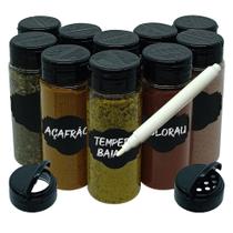 Pote Tempero Kit 10 Potes +10 Etiquetas Adesivas T140