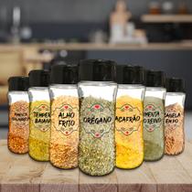 Pote Tempero Kit 12 Potes+24 Etiquetas Adesivas Porta Condimento T130 Pote Tempero Kit 12 Potes+24 Etiquetas Adesivas Porta Condimento T130