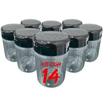 Pote Tempero Kit 14 Potes+16 Etiquetas Adesivas Porta Condimento CR270 Pote Tempero Kit 14 Potes+16 Etiquetas Adesivas Porta Condimento CR270