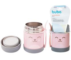 Pote Térmico 320ML Com Talher Gumy Rosa - Parede Dupla Em Aço Inoxidável - Hora do Lanche - Livre de BPA - Buba