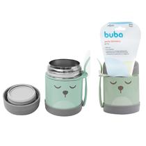 Pote Térmico 320ML Com Talher Gumy Verde - Parede Dupla Em Aço Inoxidável - Hora do Lanche - Livre de BPA - Buba