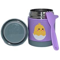 Pote Térmico Bebê Infantil 320 ml Aço Inox Com Garfo Bamboo