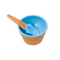 Pote Tigela Com Colher Para Sorvete Formato Casquinha Azul