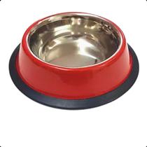 Pote Tigela Comedouro Inox Cão Gato 16 Cm 200 ML Vermelho PP