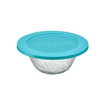 Pote Tigela Saladeira de Vidro com Tampa Plástica Lírio 2,5 Litros Vitazza: Para Servir e Organização de Cozinha, Geladeira, Opção Sustentável