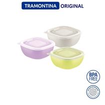Pote Tramontina MixColor com Tampa Transparente - 600 ml - 3 peças Pote Tramontina MixColor com Tampa Transparente - 600 ml - 3 peças