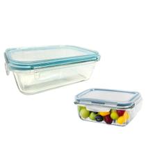 Pote Travessa de Vidro com Tampa Hermético Retangular 640ml Pote Travessa de Vidro com Tampa Hermético Retangular 640ml