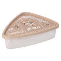 Pote Triangular Retrô com Tampa Porta Pedaços de Pizza 1,2 L Fatias Mantimentos Cozinha