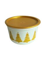 Pote/Vasilha Natal Branco e Dourado 1,5L Fechamento c/Um Toque (Instantânea Slim)-Tupperware