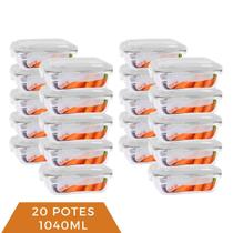 Pote Vidro 1040ML Vai ao Forno Microondas c/Tampa 20 Unidade