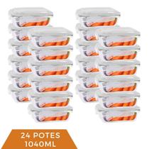 Pote Vidro 1040ML Vai ao Forno Microondas c/Tampa 24 Unidade