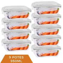 Pote Vidro 1040ML Vai ao Forno, Microondas c/Tampa 9 Unidade Pote Vidro 1040ML Vai ao Forno, Microondas c/Tampa 9 Unidade