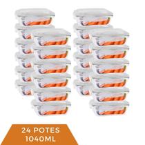 Pote Vidro 1520ML Vai ao Forno Microondas c/Tampa 24 Unidade