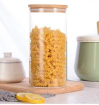 Pote Vidro 2000ml Borossilicato Hermético Tampa Bambu 31x10cm - Allmix
