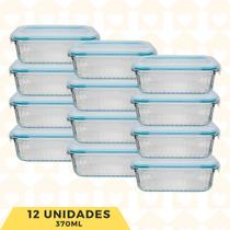 Pote Vidro 370ML Retangular Trasparente AirFryer/Freezer 12UN