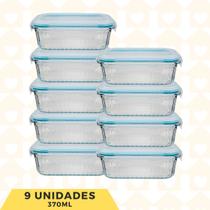 Pote Vidro 370ML Retangular Trasparente AirFryer/Freezer 9UN Pote Vidro 370ML Retangular Trasparente AirFryer/Freezer 9UN