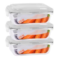 Pote Vidro 370ML Vai ao Forno e Microondas com Tampa 3 Unidade