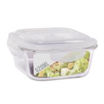 Pote Vidro 520ML Forno Microondas Quadrado Hermetico 4 Trava Pote Vidro 520ML Forno Microondas Quadrado Hermetico 4 Trava