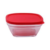 Pote Vidro 680ml Marmita Retangular Tampa Freezer Cozinha Transparente Mantimentos