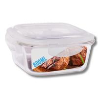 Pote Vidro 800ML Forno Microondas Quadrado Hermetico 4 Trava