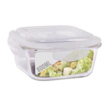 Pote Vidro 800ML Forno Microondas Quadrado Hermetico 4 Trava
