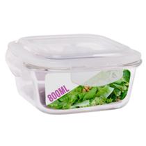 Pote Vidro 800ml Quadrado Marmita Tampa Hermético Não Vaza