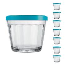 Pote Vidro Americano C/Tampa Cores Cereal Bolacha 150ml 7Un Pote Vidro Americano C/Tampa Cores Cereal Bolacha 150ml 7Un