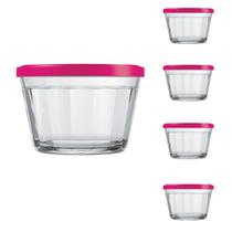 Pote Vidro Americano C/Tampa Cores Cereal Bolacha 350ml 4Un