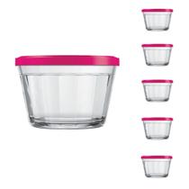 Pote Vidro Americano C/Tampa Cores Cereal Bolacha 350ml 5Un