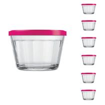 Pote Vidro Americano C/Tampa Cores Cereal Bolacha 350ml 6Un