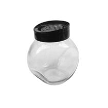 Pote Vidro Baleiro Cristal Transparente Tampa Plástico Preto/Branco 500ml - CASAMBIENTE