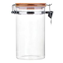 Pote Vidro Borosilicato C/ Trava Tampa Bamboo 1200ml Pote Vidro Borosilicato C/ Trava Tampa Bamboo 1200ml