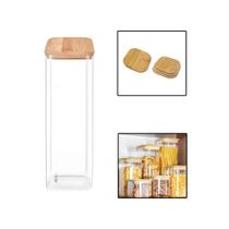 Pote Vidro Borossilicato 2400ml Quadrado Grande Tampa Bambu