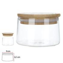 POTE VIDRO BOROSSILICATO 300ml TAMPA DE BAMBU - FLOR ARTE