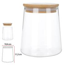 POTE VIDRO BOROSSILICATO 650ml COM TAMPA DE BAMBU