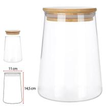 POTE VIDRO BOROSSILICATO 900ml COM TAMPA DE BAMBU