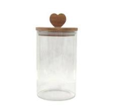 Pote Vidro Borossilicato c/ Tampa Madeira Coração 1050ml Tuut