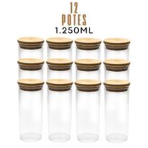 Pote Vidro Borossilicato Hermético Tampa Bambu Mantimento Tempero Empilhável Cozinha 1.250 ML Pote Vidro Borossilicato Hermético Tampa Bambu Mantimento Tempero Empilhável Cozinha 1.250 ML